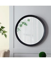 Laoties 20" Round Solid Mango Wood Wall Mirror, Modern Bathroom Vanity Mirror for Entryway and Bedroom