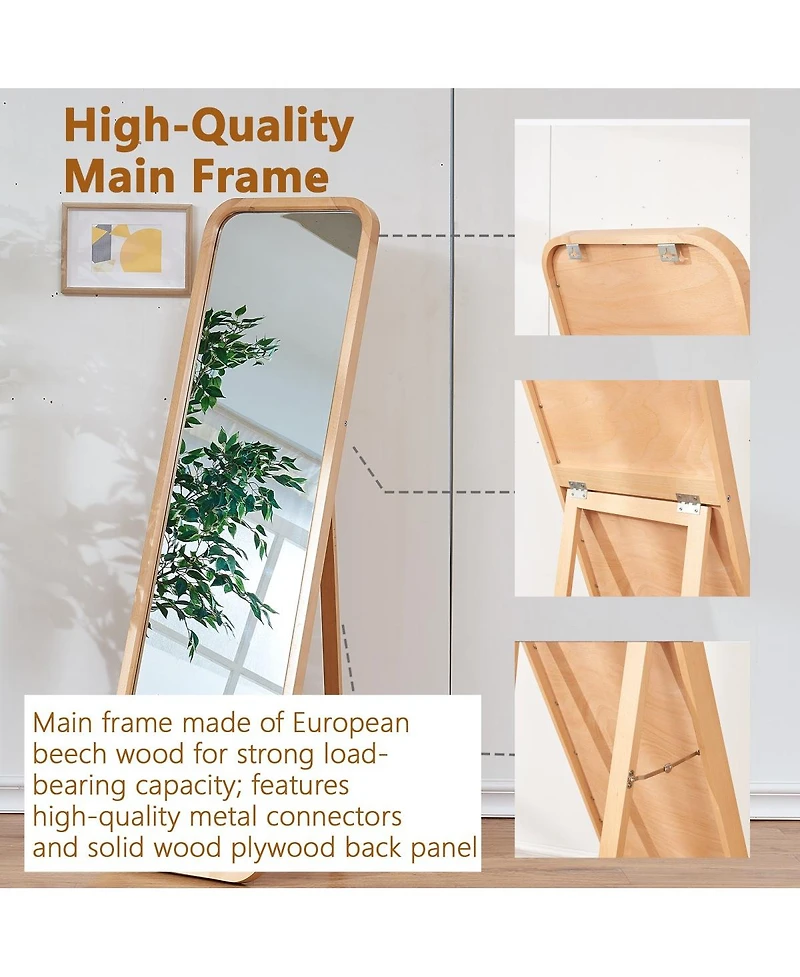 Laoties Modern Full Length Floor Mirror with Stand for Bedroom, Living Room and Dressing