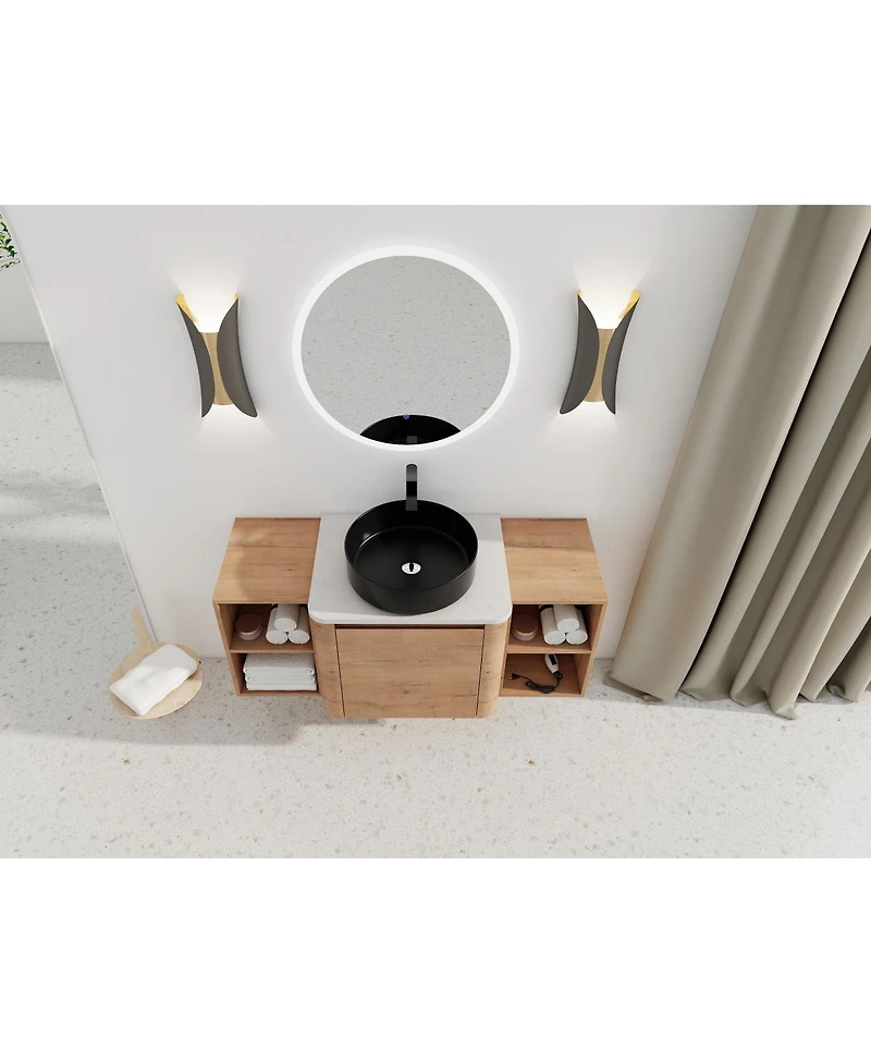 Sillysis Inch Wall Mounted Bathroom Vanity with Ceramic Vessel Sink