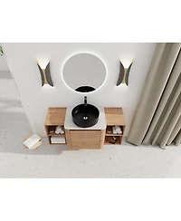 Sillysis Inch Wall Mounted Bathroom Vanity with Ceramic Vessel Sink