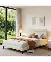 gaomon Bed Frame with Headboard, Velvet Upholstered Platform No Box Spring Needed Under-Bed Storage and Strong Wood Slats