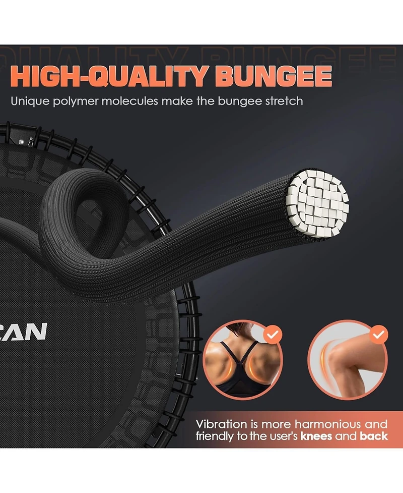 Bcan 450/550LBS Foldable Mini Trampoline for Adults, 40/48 inches Fitness Rebounder with Bungees, Quiet Stable Exercise