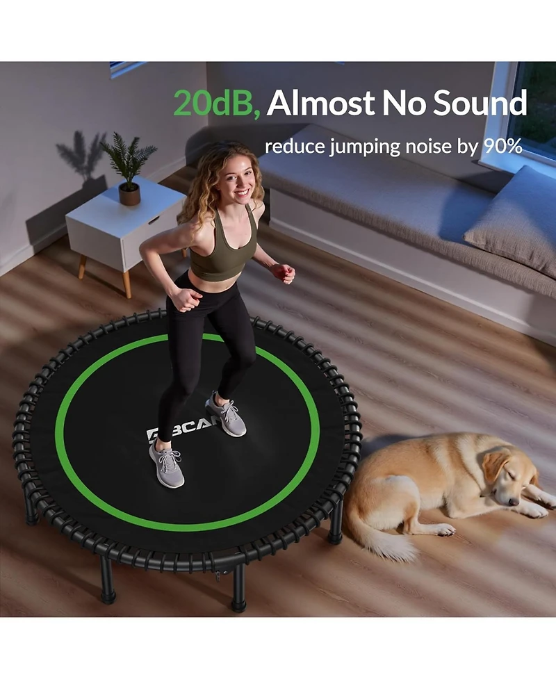 Bcan 450/550LBS Foldable Mini Trampoline for Adults, 40/48 inches Fitness Rebounder with Bungees, Quiet Stable Exercise