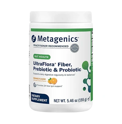 Metagenics UltraFlora Fiber, Prebiotic and Probiotic - Dietary Fiber Supplement Powder - Supports Bowel Regularity, Microbiome Balance