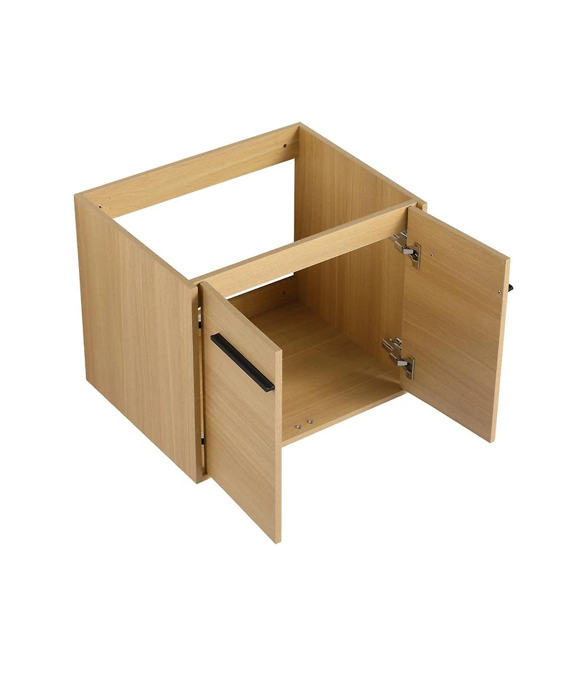 Sillysis 59 Inch Wall Mounted Double Bathroom Vanity with Dual Resin Sinks and Open Storage Shelves for Modern Master Bath