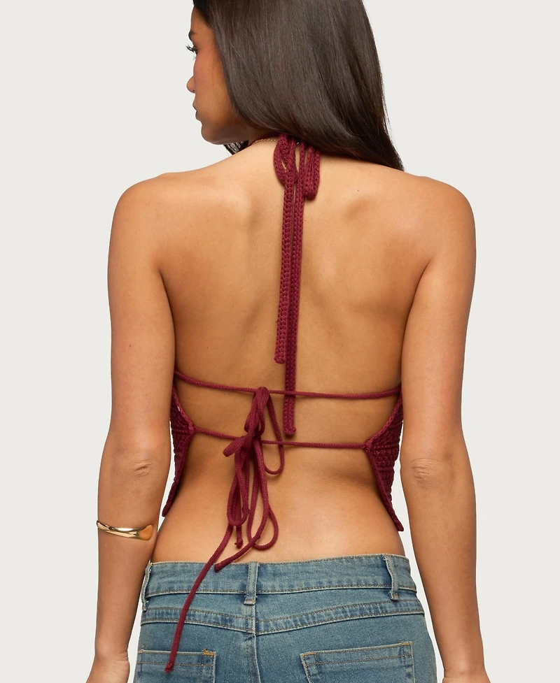 Edikted Women's Backless Coastal Charm Crochet Top