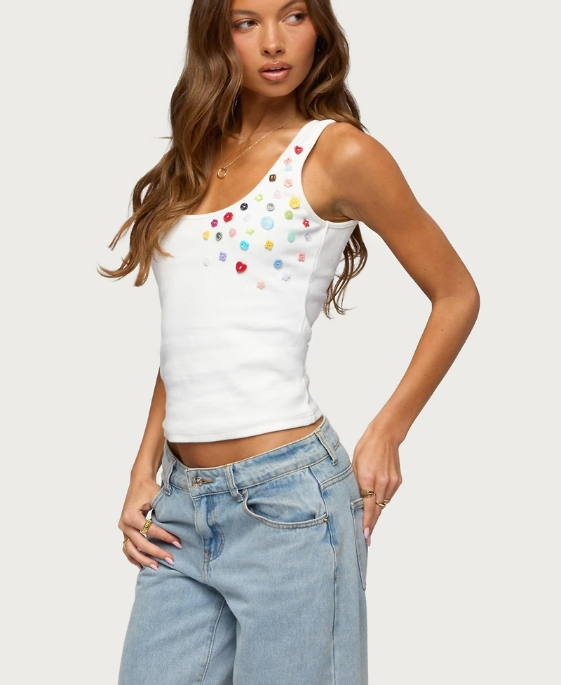 Edikted Women's Natash Mixed Button Tank Top