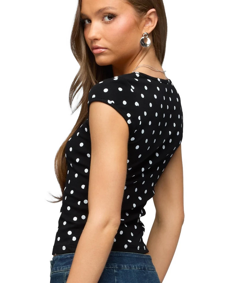 Edikted Women's Mookie Square Neck Polka Dot Top