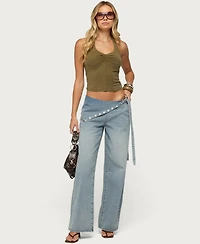 Edikted Womens Montanah Pleated Halter Top