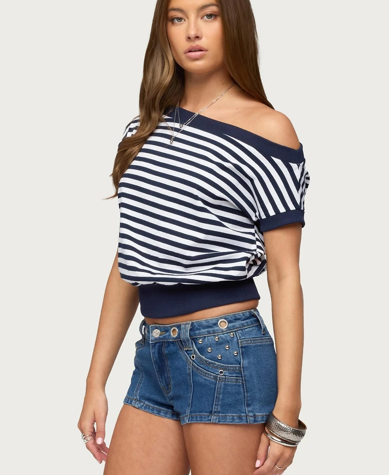 Edikted Women's Philly Striped Off Shoulder Top