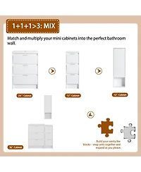Sillysis 35.4 Inch Modern Bathroom Vanity with Resin Sink, Freestanding Storage Cabinet, Soft Close Drawers, Wall Cabinet