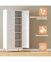Boyel Living Kitchen Pantry Storage Cabinet, Metal Organizer with 2 Doors and 4 Adjustable Shelves for Home