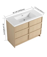 Sillysis Modern Bathroom Vanity with Resin Sink, Soft Close Doors, Adjustable Shelf, Water-Resistant Cabinet, 35/42/47 inch