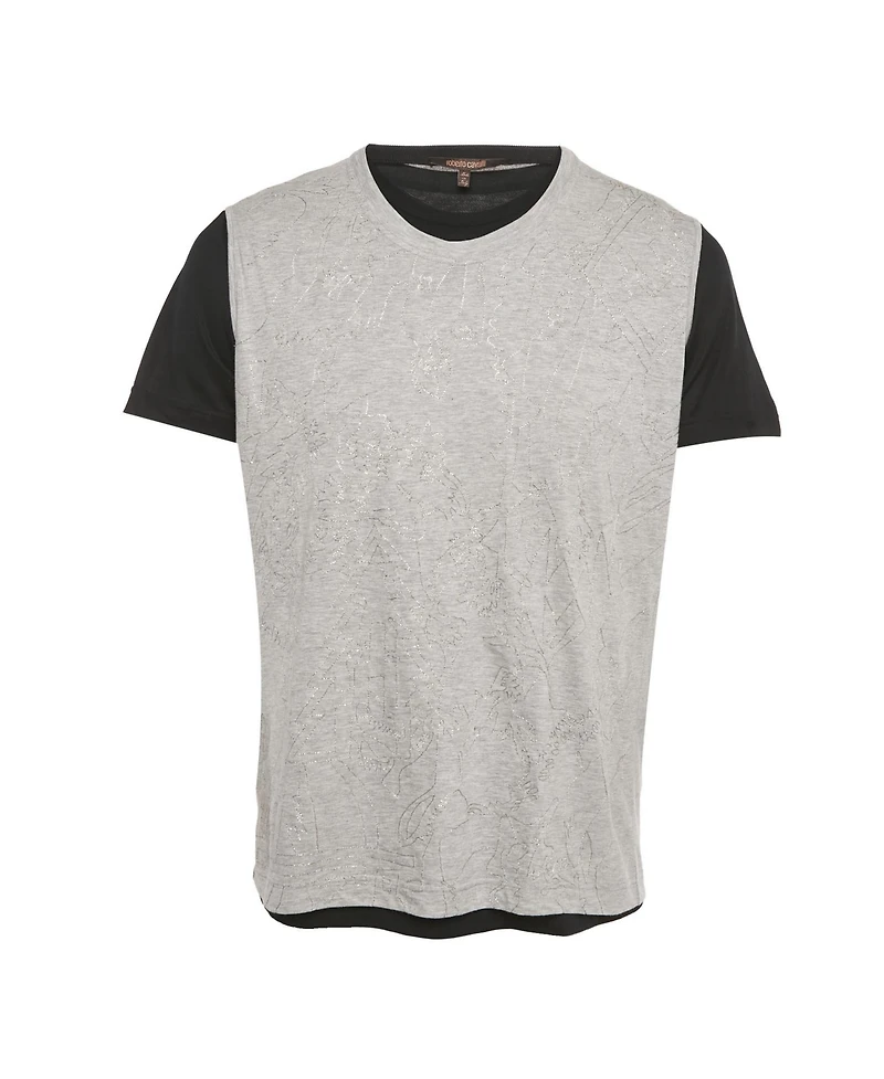 Pre-Owned Roberto Cavalli Men's Embroidered Jersey Layered T-Shirt