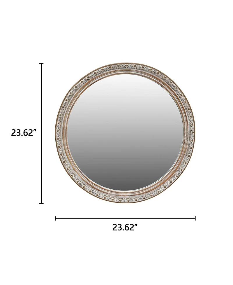 Laoties Classic Round Wall Mirror, Distressed Silver Gold Finish Decorative Mirror for Living Room and Hallway