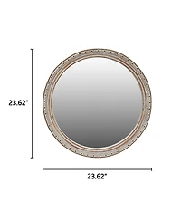 Laoties Classic Round Wall Mirror, Distressed Silver Gold Finish Decorative Mirror for Living Room and Hallway