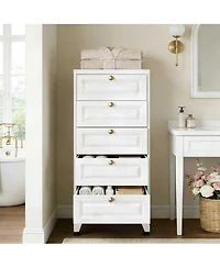 Boyel Living 39" Metal Bathroom Storage Cabinet with 5 Drawers, Freestanding Floor Organizer with Adjustable Feet
