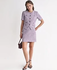 Bcbg Suits Novelty Crewneck Blazer Skirt Suit