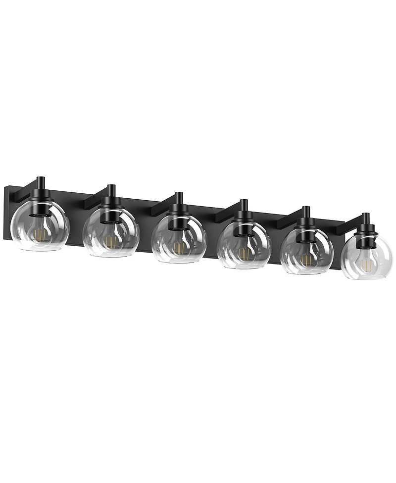 Midola Farmhouse Bathroom Vanity Light Fixtures, 6-Light Over Mirror, Rustic Sconces Wall Lighting with Glass Shade for Living Room, Bedroom, Hallway