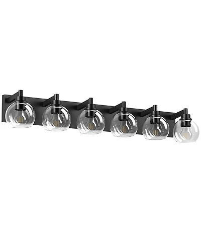 Midola Farmhouse Bathroom Vanity Light Fixtures, 6-Light Over Mirror, Rustic Sconces Wall Lighting with Glass Shade for Living Room, Bedroom, Hallway