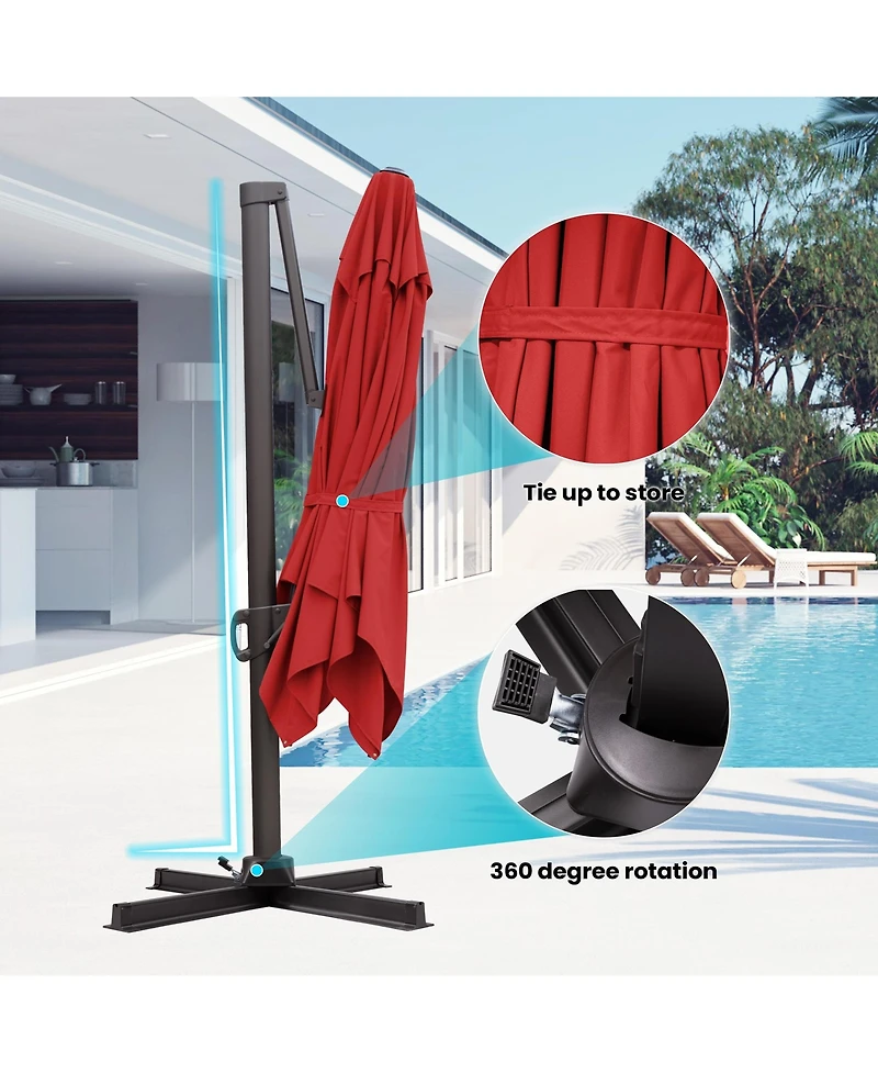 Pellebant Outdoor Patio 10X13Feet Aluminum Cantilever Umbrella with Wheel Base