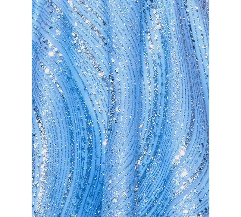 B Darlin Juniors' Straight Neck Sequin Empire Waist Glitter Dress