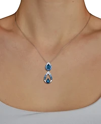 Le Vian Deep Sea Blue Topaz Pear Shaped, Sapphire Ombre & White Sapphire Pendant Necklace (3-1/3 ct. t.w.) in 14k Vanilla Gold