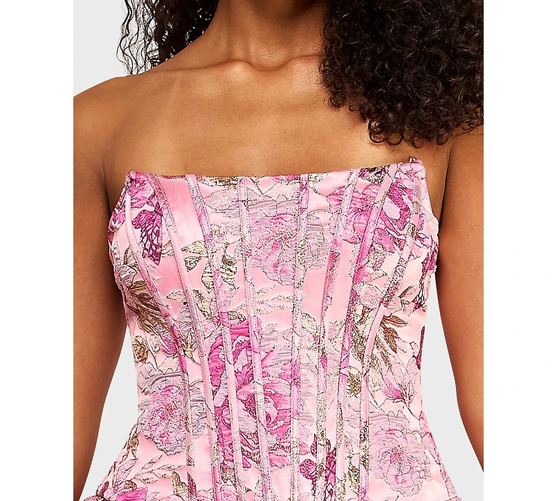 Alex & Sophia Juniors' Strapless Jacquard Dress