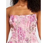 Alex & Sophia Juniors' Strapless Jacquard Dress