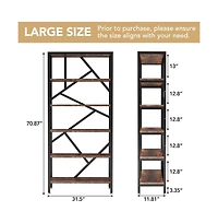 Slickblue Industrial Style Bookcase with 6 Open Shelves for Home Organization