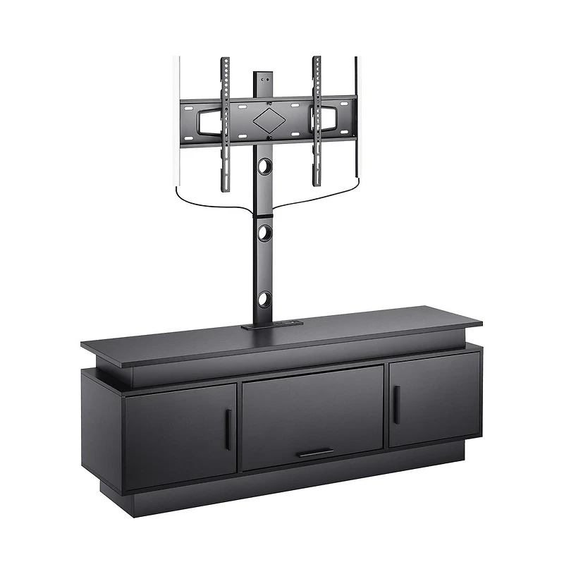 Sugift 60 in Tv Stand with Built-In Mount for 32-75 in TVs, 3-Tier Entertainment Center with Power Outlets and 16-Color LEDs