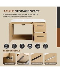 Sillysis 36 Inch Wall Mounted Bathroom Vanity with Drawers, Resin Sink, Soft Close Doors