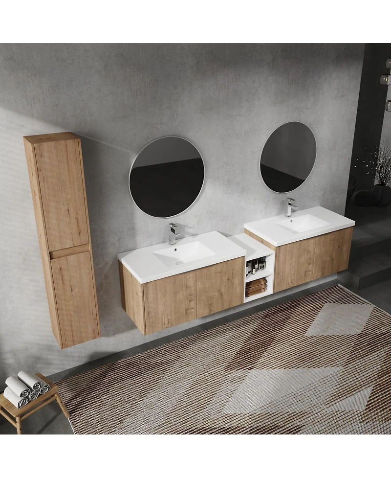 Sillysis Modern Wall Mounted Double Sink Bathroom Vanity Set