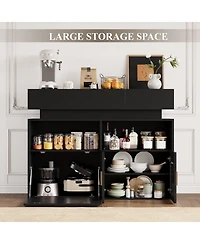 homfan Coffee Bar Cabinet,Kitchen Storage Cabinet with 3 Drawers,Sideboard Buffet Cabinets Ajustable Shelf