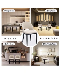 homfan Set of 2 Wooden Dining Chairs, Upholstered Fabric Room Chairs with High Back and Deep Seat, Modern Farmhouse Kitchen
