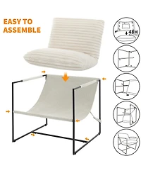 homfan Oversized Modern Sling Accent Chair, Ergonomic Metal Frame, Removable Cushioned Armchair, Upholstered Lounge Seating for Living Room or Bedroom