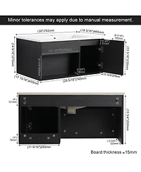 Sillysis Wall Mounted Bathroom Vanity with Ceramic Sink, Soft Close Door, Open Shelf Storage