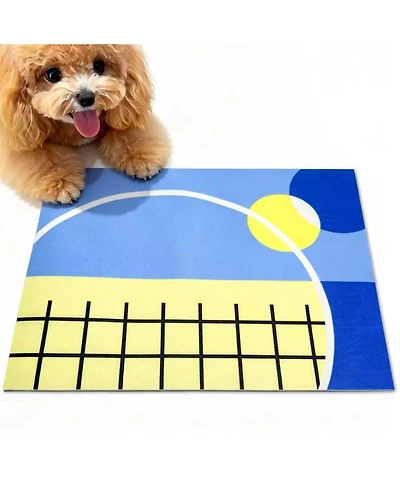 Aronkl Racket Pattern Pet Feeding Mat Non-Slip Waterproof Stain Resistant Easy Clean