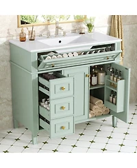 Sillysis 36" Bathroom Vanity with Ceramic Sink and Tilt-Out Drawer, Soft-Close Doors, Freestanding Classic Modern Storage