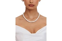 Miss Circle Women Freshwater Pearls Necklace with White Gold Vermeil