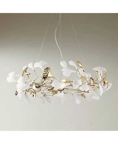 Possini Euro Design Descanso Gold and Ceramic -Light Chandelier