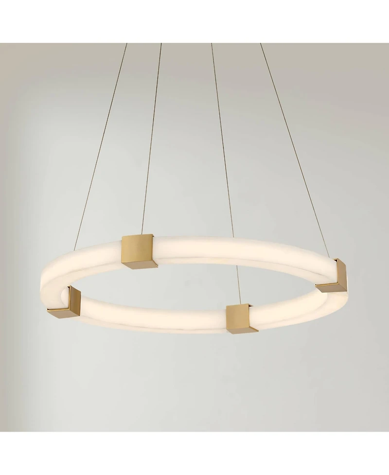Possini Euro Design Talno Gold and Faux Alabaster Led Ring Chandelier