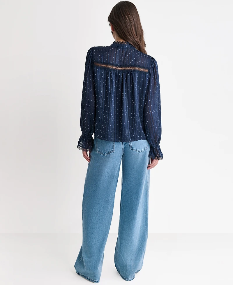 Bcbg Women's Long Sleeve Ruffle Collar Tops