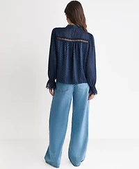 Bcbg Women's Long Sleeve Ruffle Collar Tops