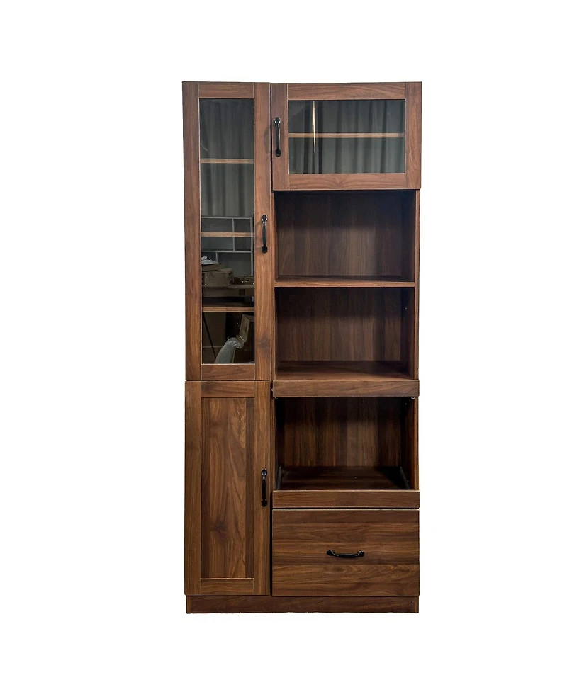 Streamdale Furniture Farmhouse Kitchen Hutch Buffet Cabinet with Microwave Stand