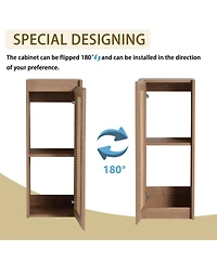 Sillysis Bathroom Vanity Set with Side Cabinet, Freestanding Modern Plywood Storage