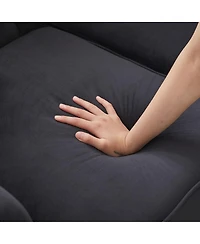 Streamdale Furniture 85.5'' Velvet Chesterfield 3-Seater Sofa with Rolled Arms and 2 Cushions