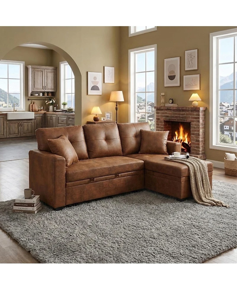 Streamdale Furniture Reversible Sectional Sleeper Sofa with Storage