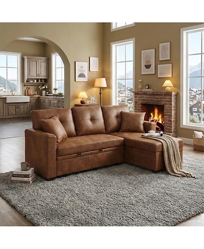 Streamdale Furniture Reversible Sectional Sleeper Sofa with Storage