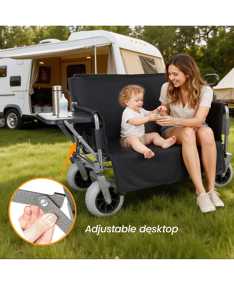 Streamdale Furniture 3-in-1 Collapsible Wagon with Folding Tabletop 500lbs Capacity